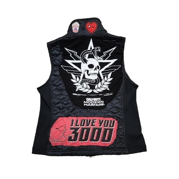 Custom LL Bean‎ Winter Micro Puffer Vest Grunge Gamer Patchwork Womens L - Picture 2 of 16